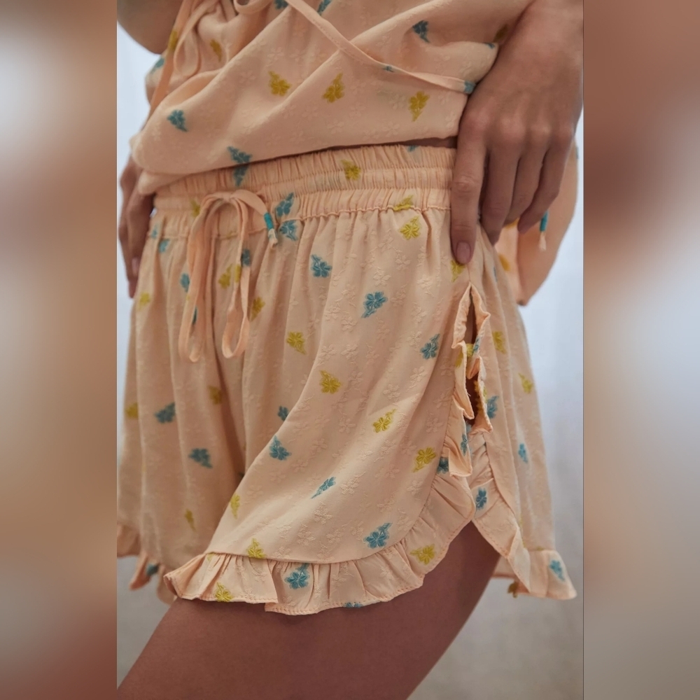 Anthropologie Peach Floral Shorts